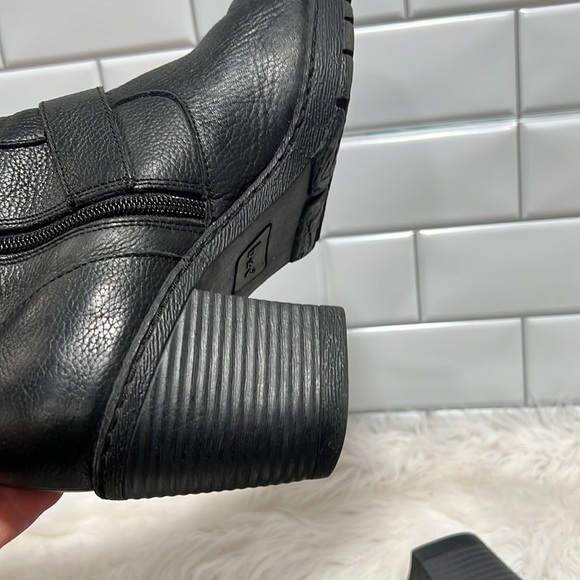 Born Pebbled Leather Mid Calf Heeled Moto Riding Boots Black chunky heel size 10 - Picture 8 of 10
